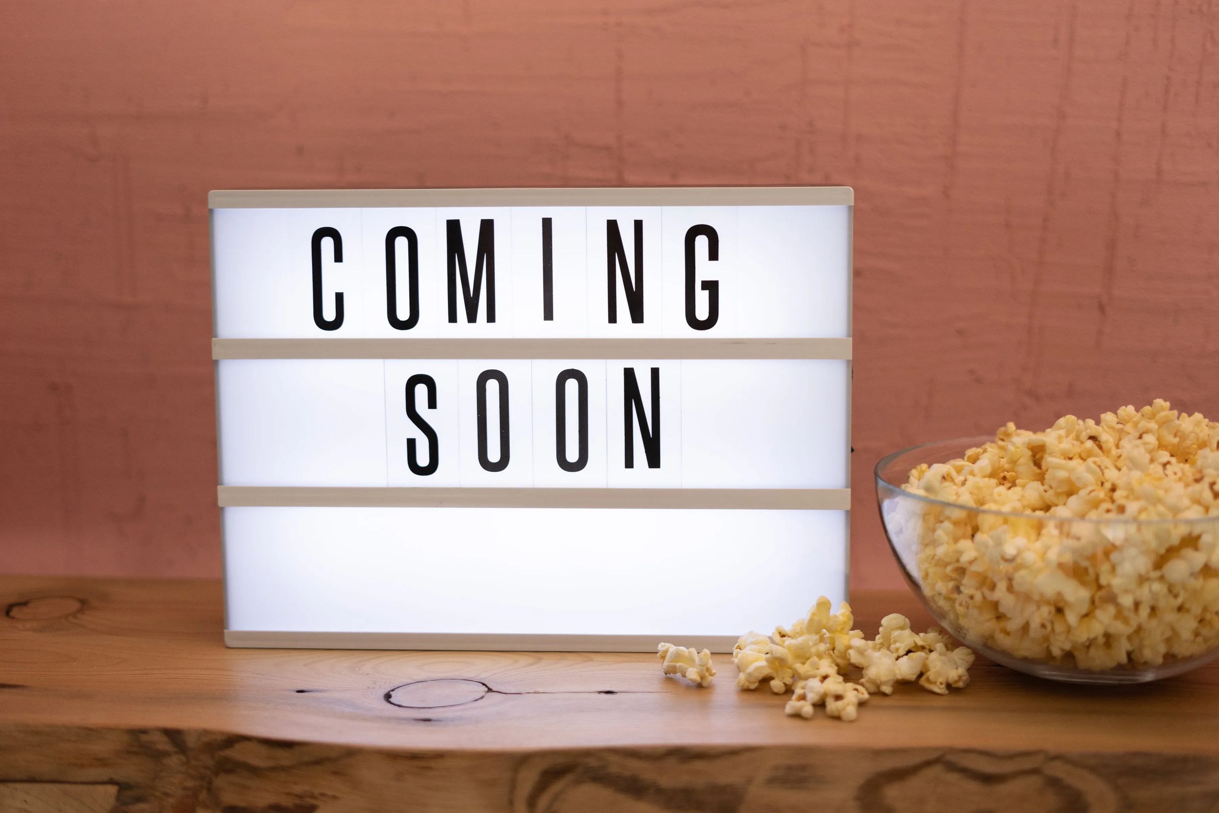 Mini movie marquee with popcorn